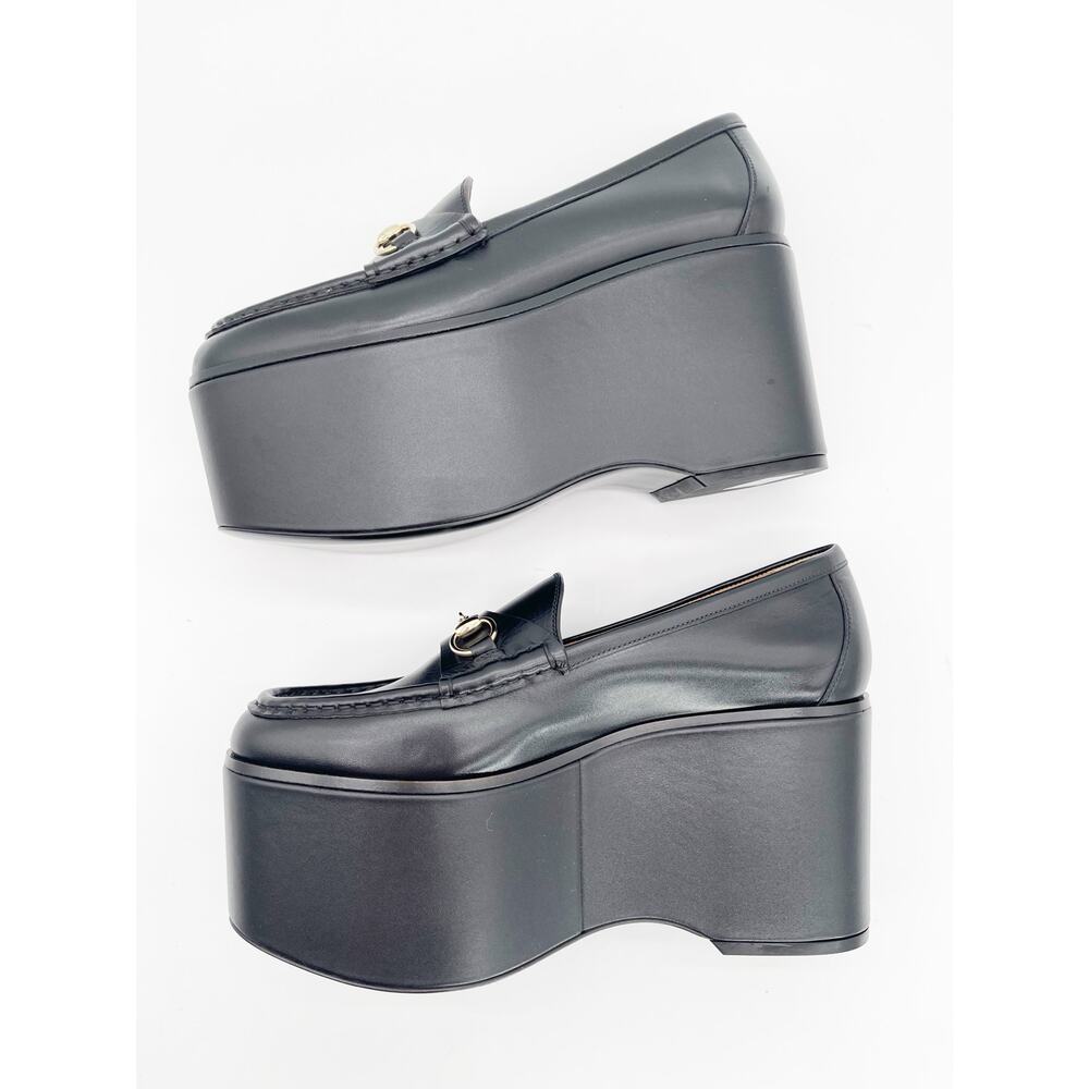 Gucci Ancora S/S 2024 Runway Black Leather Horsebit Platform Loafers IT 38 - Picture 6 of 16